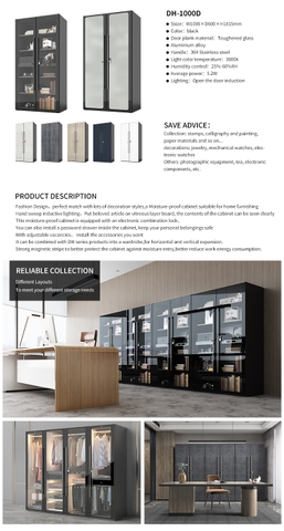 Tủ chống ẩm cao cấp Lenthem DH-1000D, Đèn Led, Chính hãng, Có CO/CQ/VAT