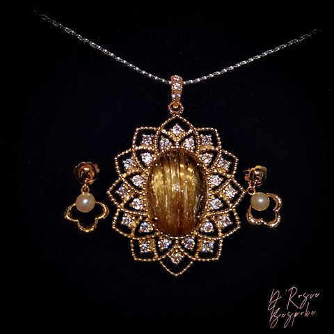 MẶT DÂY THẠCH ANH TÓC VÀNG BAROQUE - VÀNG 14K