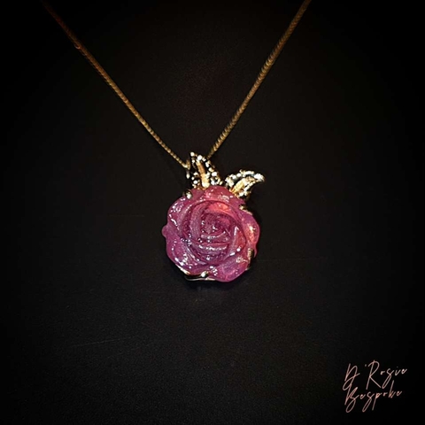 DÂY CHUYỀN RUBY TẠC HOA HỒNG - MẪU 1