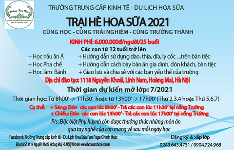 THÔNG BÁO TUYỂN SINH TRẠI HÈ HOA SỮA 2021