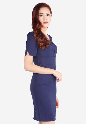 Đầm liền The One Fashion DDY1611TT màu tím cổ V đáp ngực