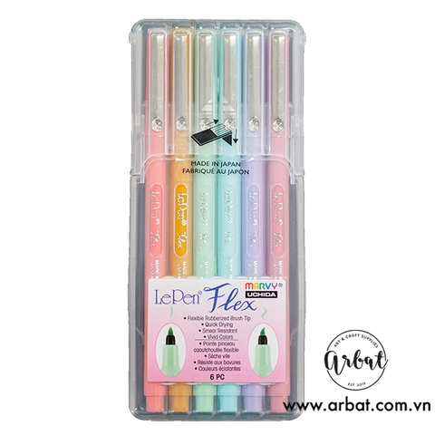 Set bút lông Marvy Le Pen Flex 6 màu - Pastel