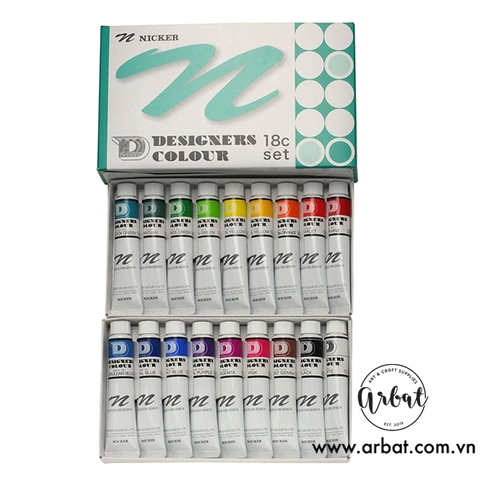 Màu Nicker Designer Gouache - Set 18 màu
