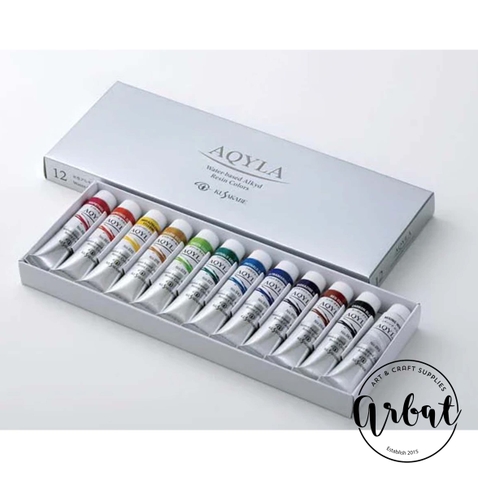 Kusakabe Aqyla water-based alkyd resin paints, No. 6, 12-color set.
