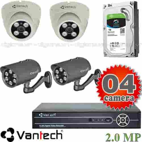 Bộ 4 Camera giám sát 2.0Mpx VANTECH