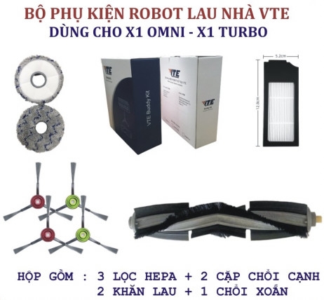 Bộ phụ kiện thay thế Robot hút bụi X1 Omni,X1 Turbo