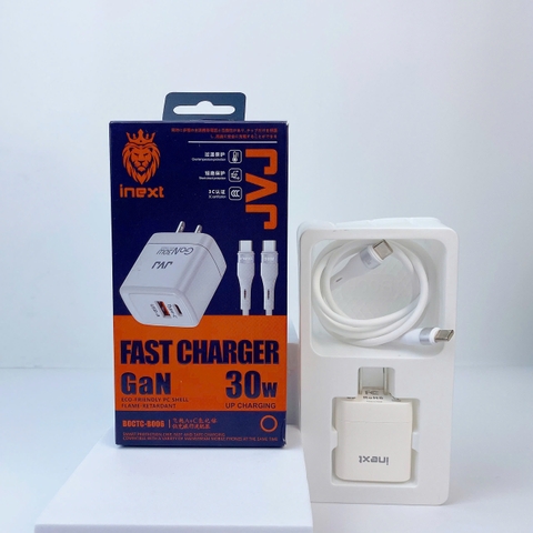 Bộ sạc nhanh JVJ iNext B006 GaN 30w (2 Cổng Usb + Type-C)
