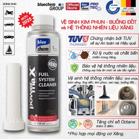 Dung dịch Bluechem Vệ sinh Hệ thống nhiên liệu và kim phun Xăng (Fuel System Cleaner) 250ml