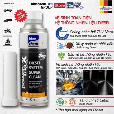 Dung dịch bluechem Làm sạch Hệ thống nhiên liệu Động cơ Diesel hiện đại (Diesel System Super Clean) 350ml