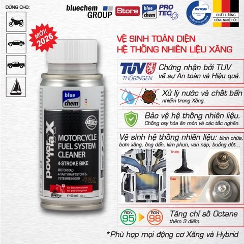 Dung dịch Vệ sinh Hệ thống nhiên liệu Động cơ Xăng (Fuel System Cleaner) Bluechem 50ml