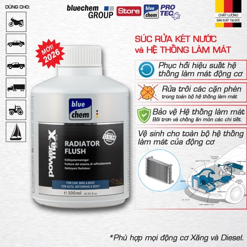 Dung dịch bluechem Vệ sinh Két nước làm mát Động cơ (Radiator Flush) 300ml