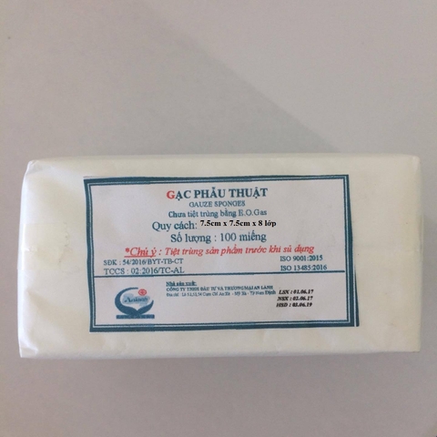 gạc phẫu thuật 7.5 x 7.5 (8 lớp)