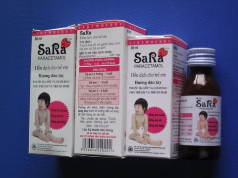 Sara (paracetamol 120 mg/5 ml)  hương dâu lọ 30ml