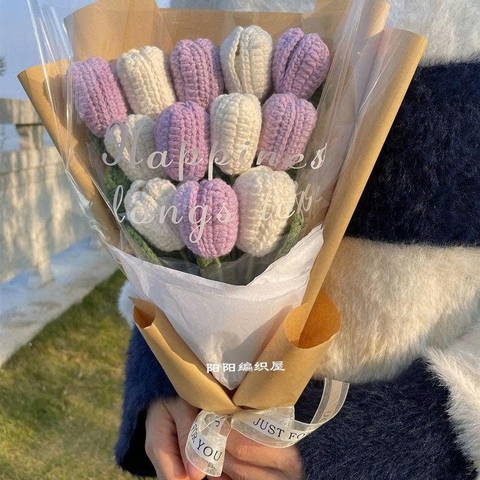 DIY Bó Hoa Tulip Dài - Tím