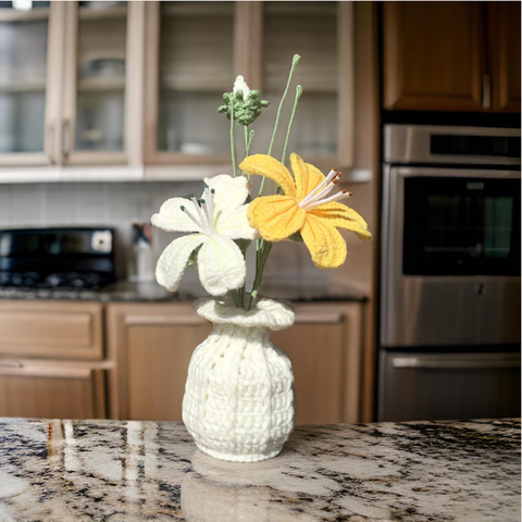 (Túi+Thiệp) Chậu Hoa Đế Len - Maixianweng - Vàng