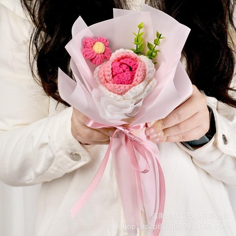 Bó Hoa Len Handmade Tặng Cho Nữ 20/10 Tặng Bạn Bè Người Yêu, Hoa Tặng Mẹ, Có Gói Theo Yêu Cầu - 06