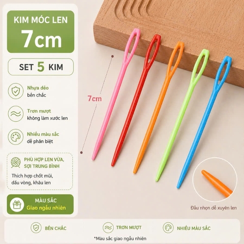 Set 5 Kim Khâu Len Bằng Nhựa size 7cm