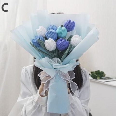 DIY Bó Hoa Len Tulip - Xanh