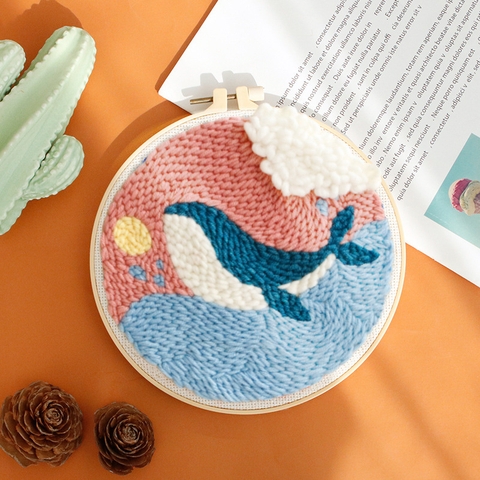 DIY Tranh - Khung tròn - Động vật - Cá voi 1