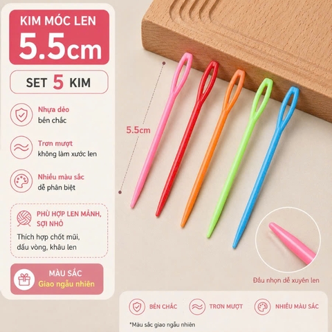 Set 5 Kim Khâu Len Bằng Nhựa size 5.5cm