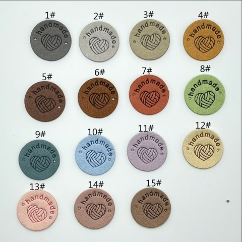 Tag da handmade hình tròn họa tiết trái tim