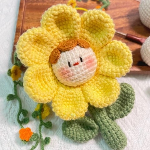 Set Len Móc Khóa Hoa Đầu Tròn