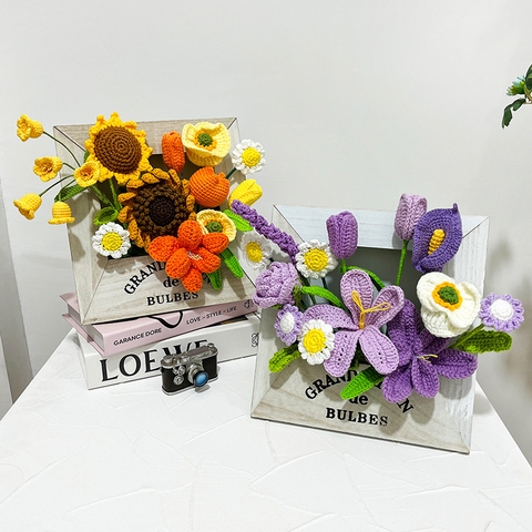 Khung Tranh Hoa Bằng Len Trang Trí Để Bàn