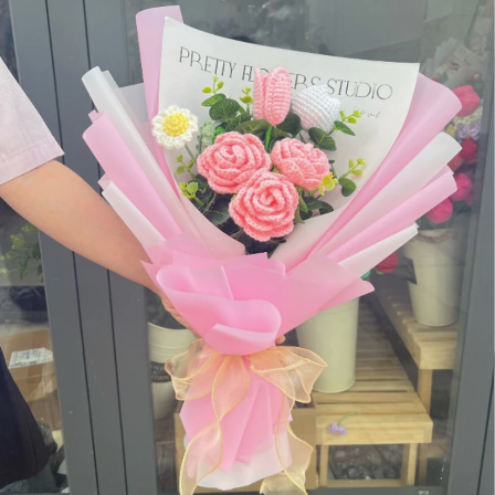 Bó Hoa Len Handmade LYLYCRAFT, Hoa Len Đan Móc Làm Qùa Tặng Sinh Nhật, Tốt Nghiệp-10