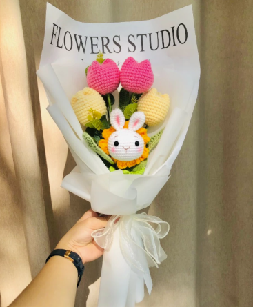 Bó Hoa Len HandmadeLYLYCRAFT Làm Quà 20/10 Tặng Người Yêu, Mẹ Và Bạn Gái Hoặc Quà Tặng Tốt Nghiệp-02