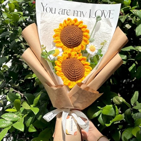 Bó Hoa Hướng Dương Len 2 Bông (Kèm túi và thiệp) - Craft