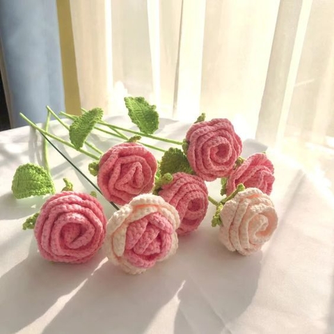 Hoa Hồng Chất Liệu Len Milk Cotton Dùng Để Trang Trí Hoặc Làm Quà Tặng, Hoa Len Handmade LYLYCRAFT