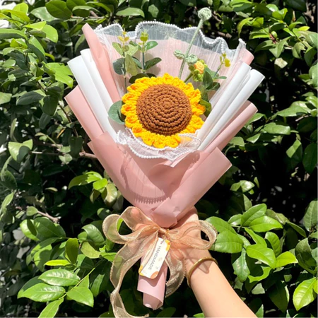 Bó Hoa Len Handmade LYLYCRAFT, Hoa Len Đan Móc Làm Qùa Tặng Sinh Nhật, Tốt Nghiệp-02
