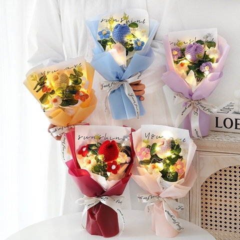 Bó Hoa Tulip LYLYCRAFT Bằng Len Handmade Đan Thủ Công Quà Tặng 8/3 Dành Cho Mẹ, Bạn Gái, Người Yêu ( Hàng Có Sẵn)