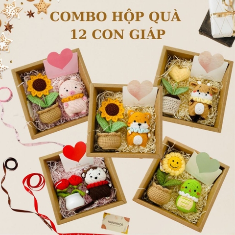 Set Quà Tặng Sinh Nhật Cho Bạn Gái, Bạn Trai LYLYCRAFT Gồm Móc Khóa Len Móc Và Chậu Hoa Len Tặng Người Yêu, 20/10, 8/3