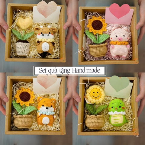 Set Quà Tặng Sinh Nhật Cho Bạn Gái, Bạn Trai LYLYCRAFT Gồm Móc Khóa Len Móc Và Chậu Hoa Len Tặng Người Yêu, 20/10, 8/3