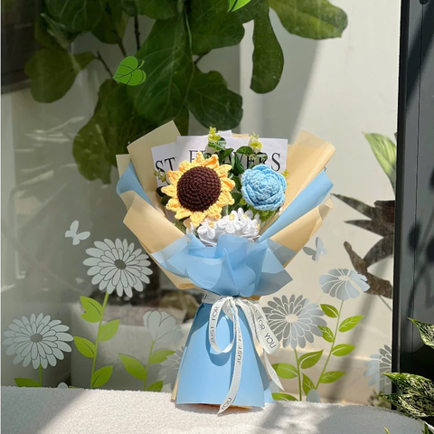 Bó Hoa Len Handmade LYLYCRAFT, Hoa Len Đan Móc Làm Qùa Tặng Sinh Nhật, Tốt Nghiệp-04