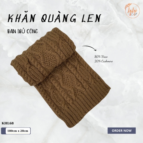 Khăn Len Choàng Cổ Handmade Đan Tay LYLYCRAFT Chất Liệu Len Vissco Nhập Khẩu, Khổ Rộng Dài Tặng Quà Ý Nghĩa - KHL68