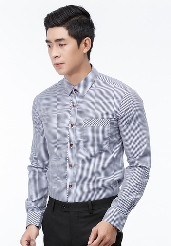 Áo sơ mi Owen Regular fit tay dài phối caro màu nâu - xanh