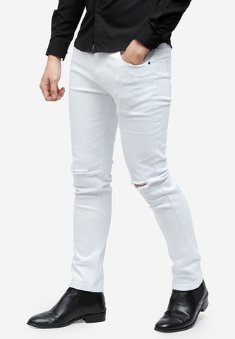 Quần jeans Titishop QJ157 màu trắng rách gối