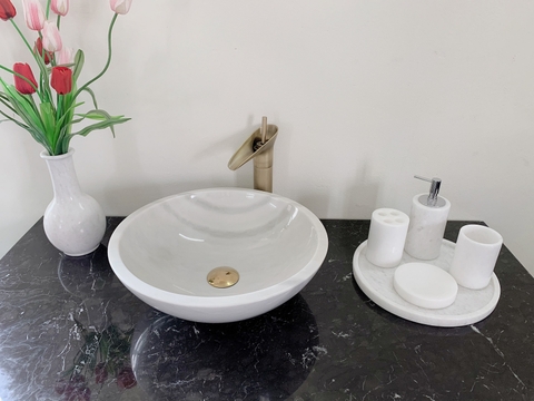 LAVABO ĐÁ TỰ NHIÊN - LAVABO TRÒN MỎNG - BST90