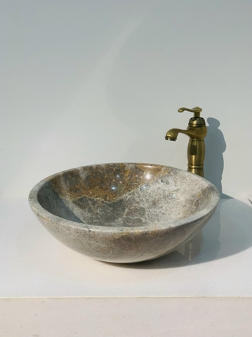 LAVABO ĐÁ TỰ NHIÊN - TRÒN MỎNG - GHI THANH HÓA - DK40