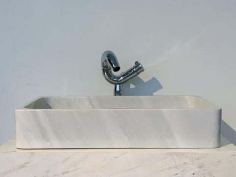 LAVABO ĐÁ TỰ NHIÊN - CHỮ NHẬT MỎNG - TRẮNG SỮA - BST96