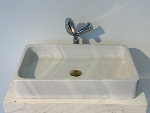 LAVABO ĐÁ TỰ NHIÊN - CHỮ NHẬT MỎNG - TRẮNG SỮA - BST96