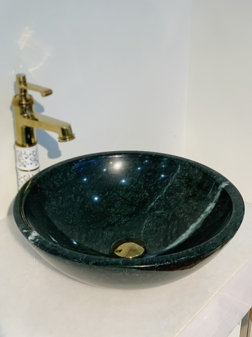 LAVABO ĐÁ TỰ NHIÊN - TRÒN MỎNG - XANH ẤN ĐỘ - BST40