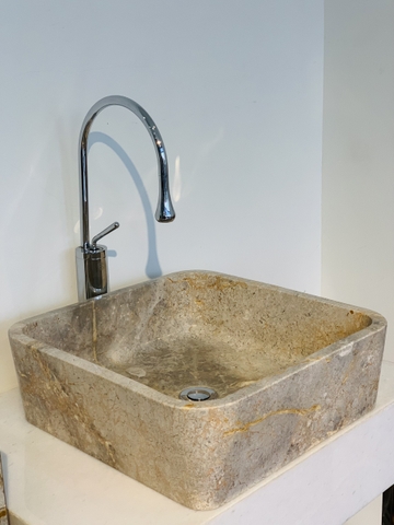 LAVABO ĐÁ TỰ NHIÊN - VUÔNG MỎNG - GHI THANH HÓA - DK43