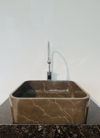 LAVABO ĐÁ TỰ NHIÊN - VUÔNG MỎNG - NÂU IRAN - VMN08