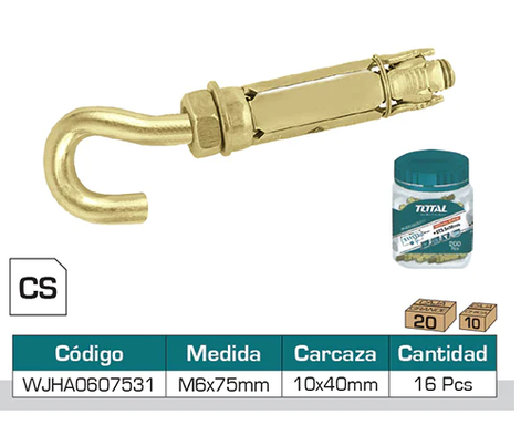 BỘ 16 NEO NẶNG M6X75MM TOTAL - WJHA0607531