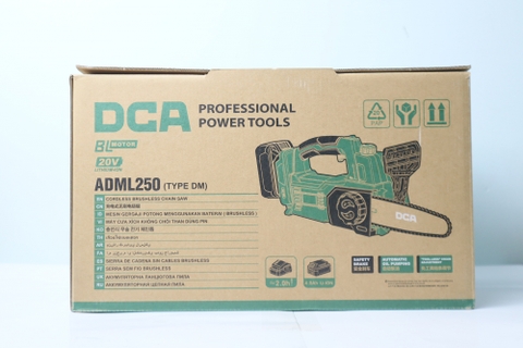 MÁY CƯA XÍCH DÙNG PIN 20V/4.0Ah ( 1 PIN, 1 SẠC) KHÔNG CHỔI THAN DCA - ADML250DM