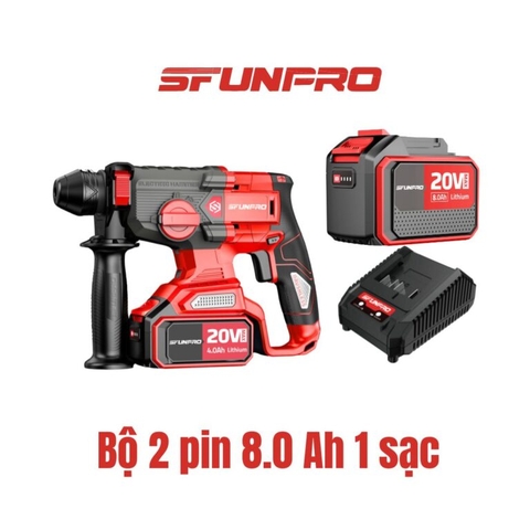 MÁY KHOAN BÊ TÔNG 3CN PIN 20V/4Ah (2PIN, 1SẠC) SFUNPRO - S20DCD26A