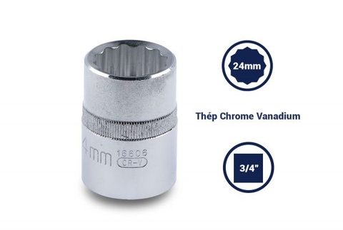 ĐẦU TUÝP 12 CẠNH 3/4IN-24MM THÉP CROM SATA - 16606